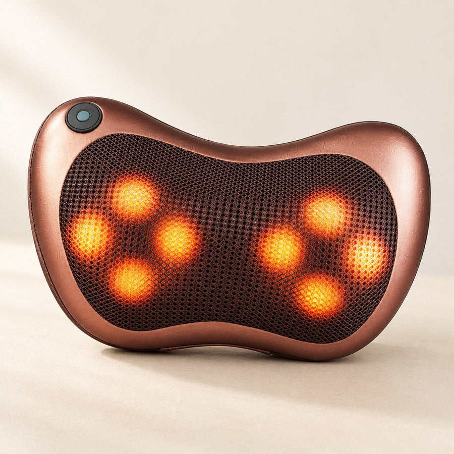 Almohada masajeadora shiatsu con calor y nodos encendidos