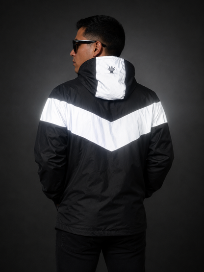 Chaqueta reflectiva Chevron negra de frente
