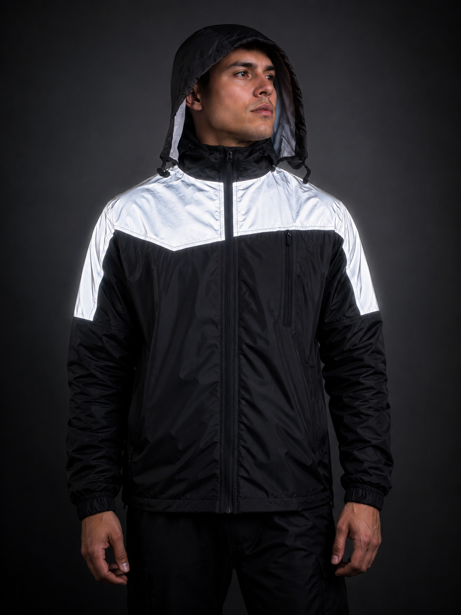 Chaqueta de caballero con capucha puesta
