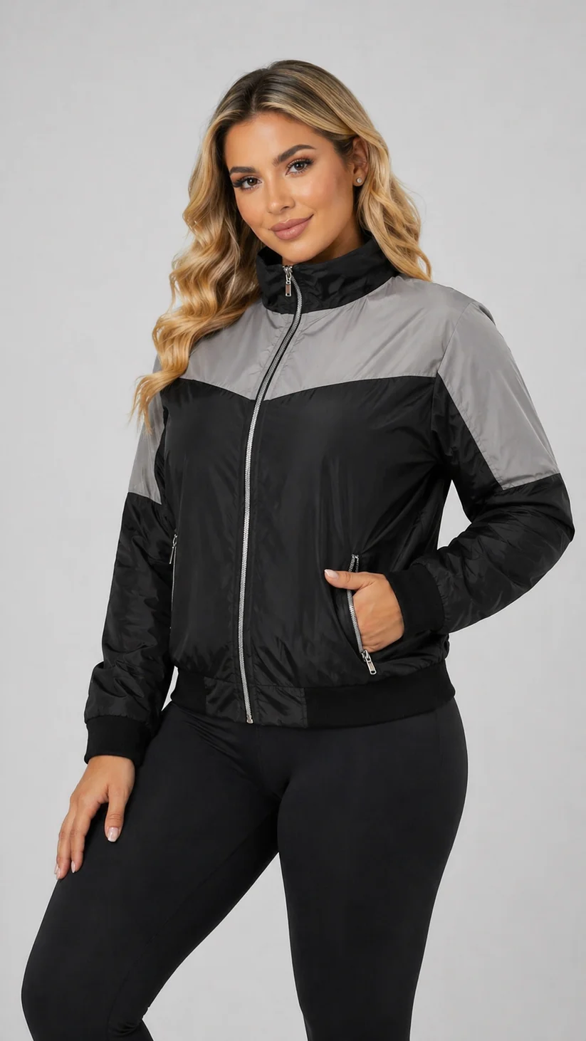 Chaqueta reflectiva para moto de dama de frente